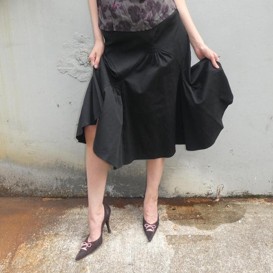 Max Studio Y2K black slacks midi flowy skirt