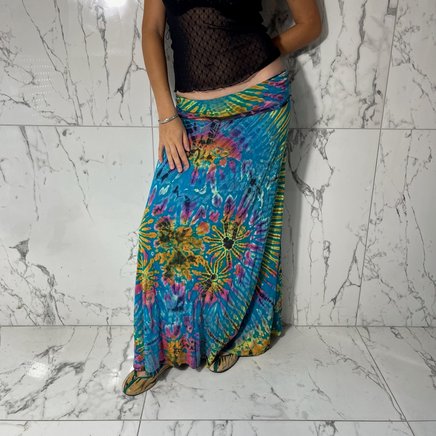 Culture Shop tie dye slinky flowy maxi skirt