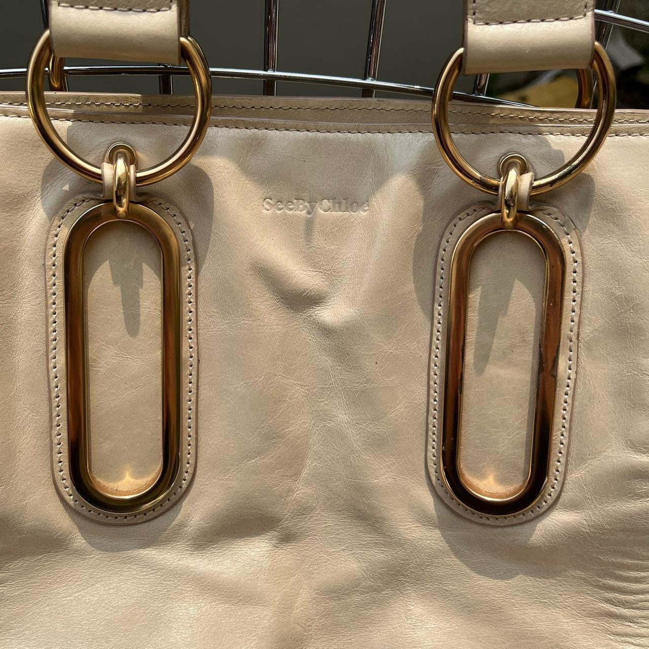 See by Chloé Light cream hand bag with brass gold hardware