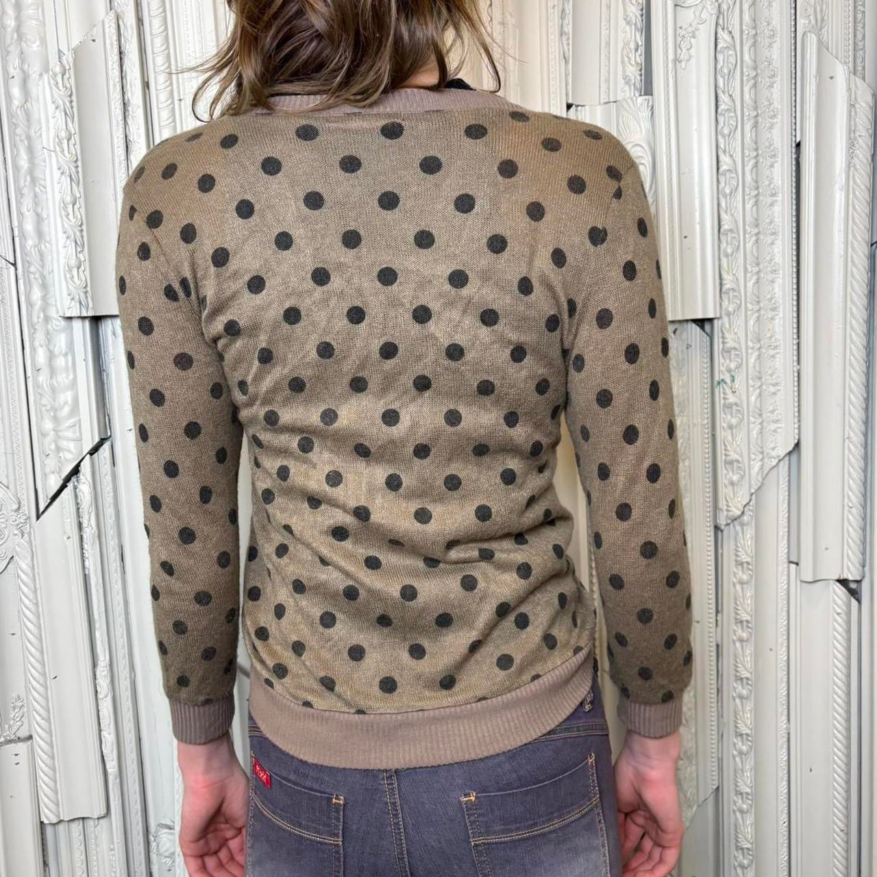 Spoiled brown and black polka dot zip up cardigan