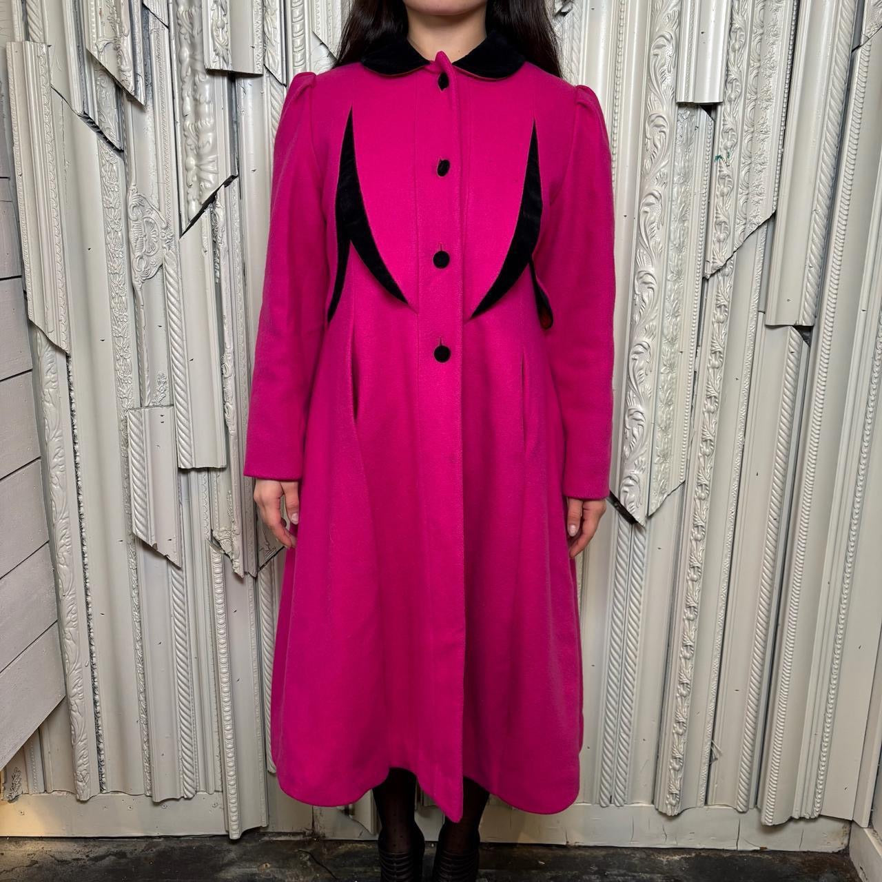 Rothschild wool pink and black button down trench coat