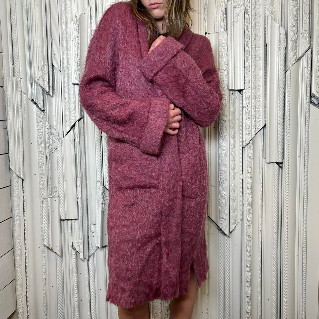 Andrew Stewart 60s mohair/wool blend pink long cardigan