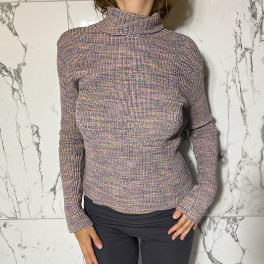 It's Our Time multicolor rubbed knit turtleneck sweater