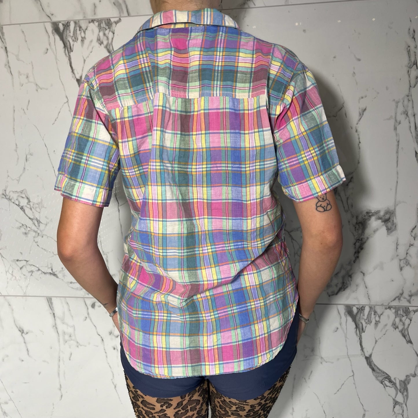 Jordache multicolor plaid button down top