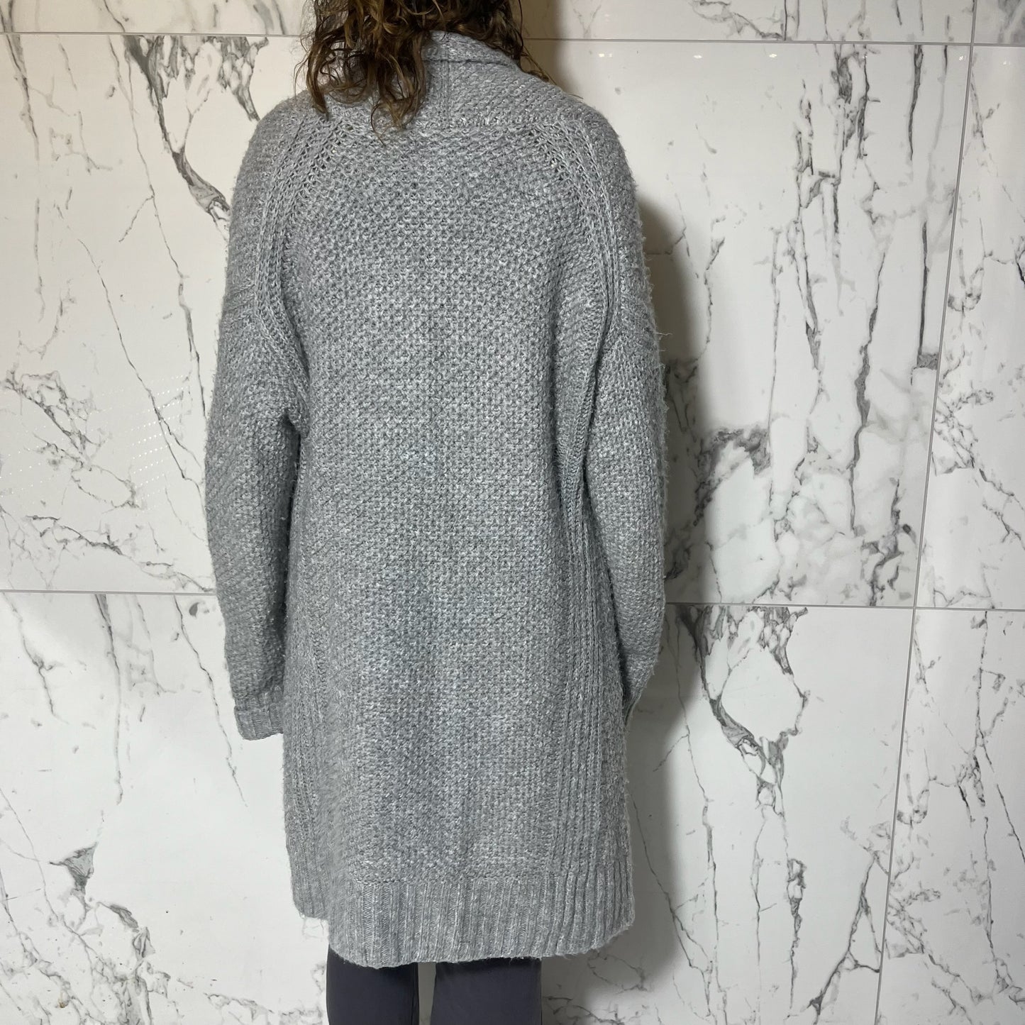 Abercrombie & Fitch grey longline chunky knit cardigan