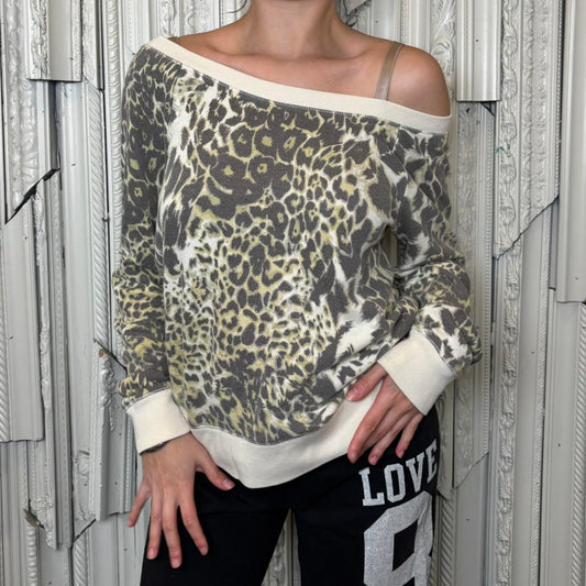 Moda International leopard print slouchy crewneck