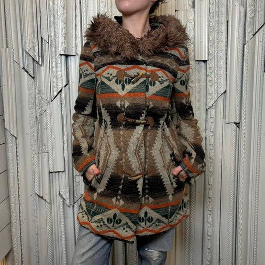 BB Dakota multicolor Aztec print coat