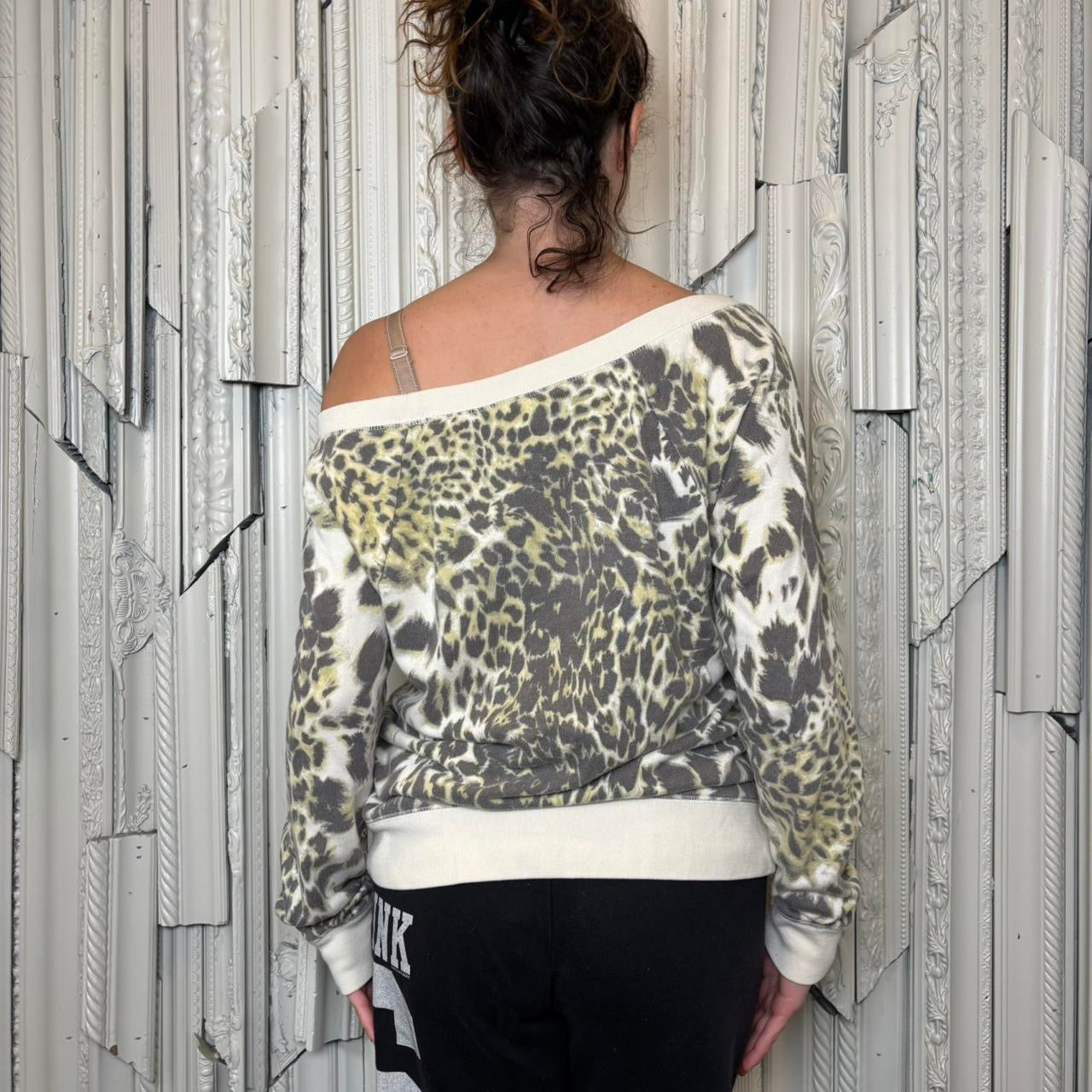 Moda International leopard print slouchy crewneck