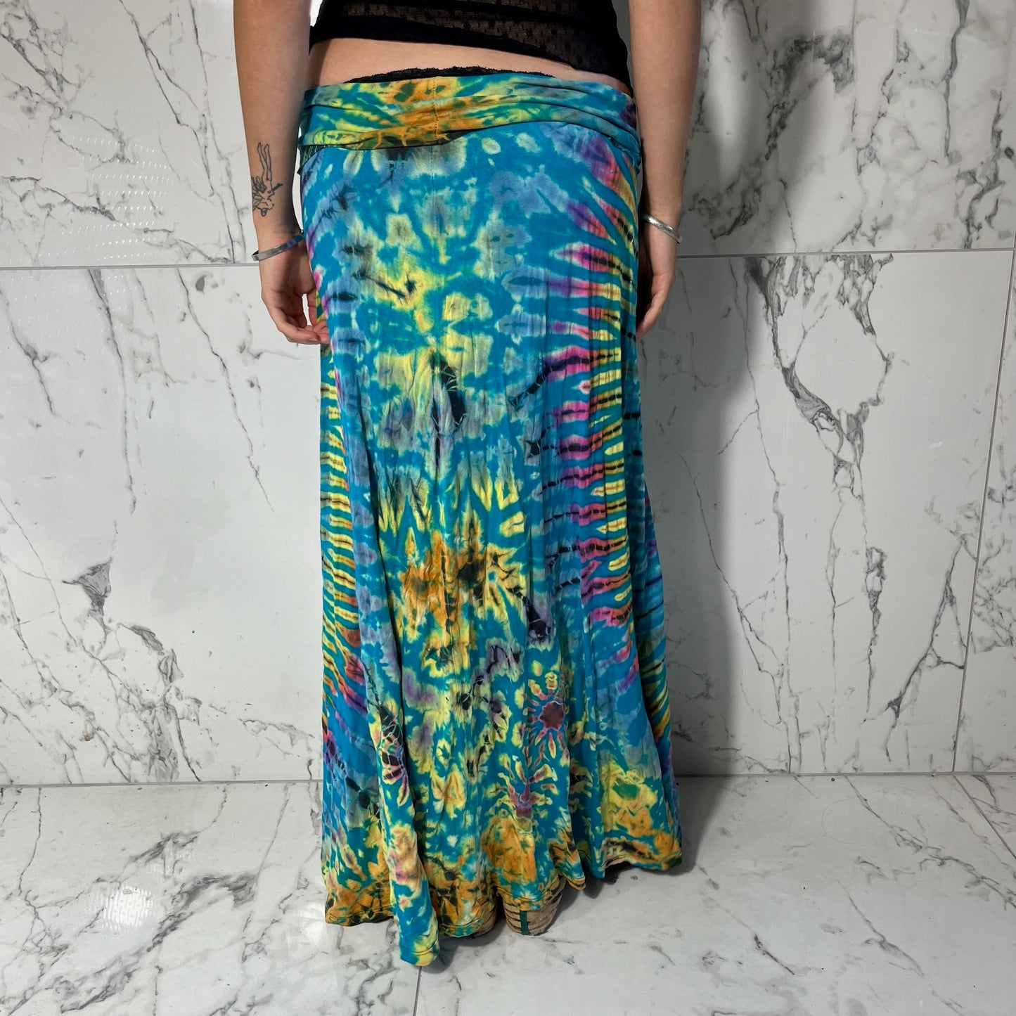 Culture Shop tie dye slinky flowy maxi skirt