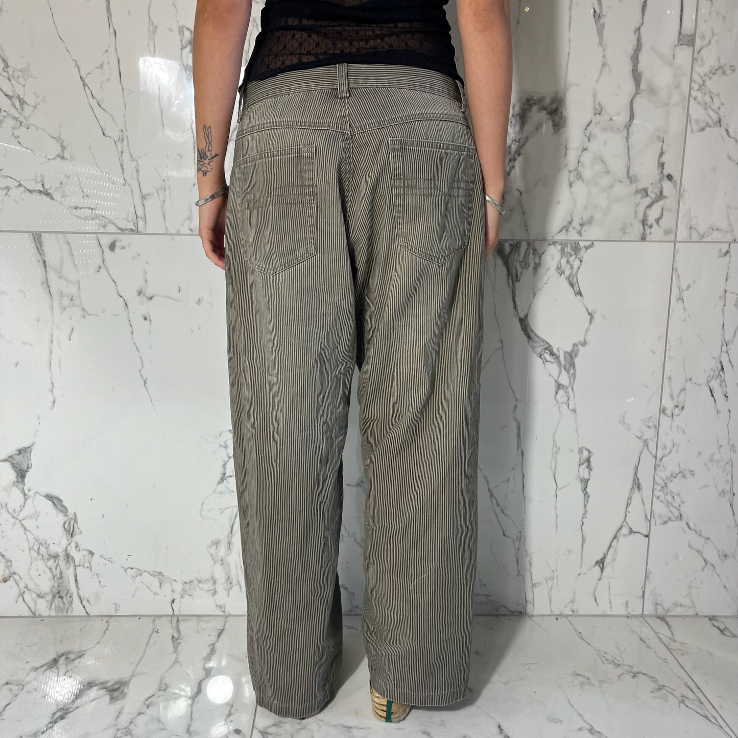 Point Zero khaki and than stripe straight leg pants