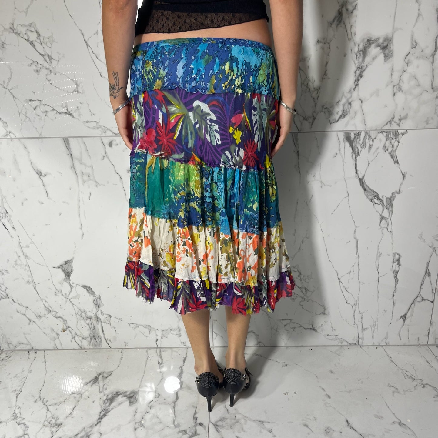 ETC multicoloured floral design print boho skirt