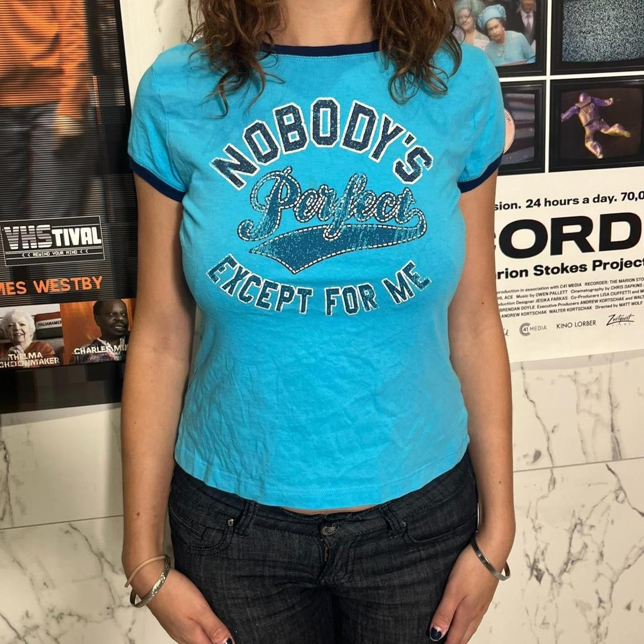 No Boundaries Blue “nobody’s perfect, except for me” baby tee