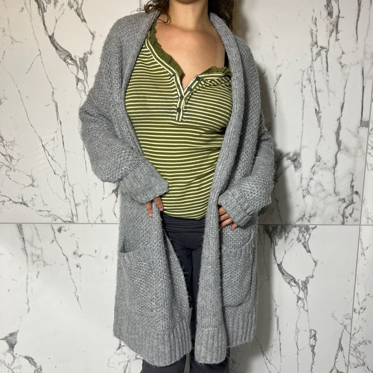 Abercrombie & Fitch grey longline chunky knit cardigan