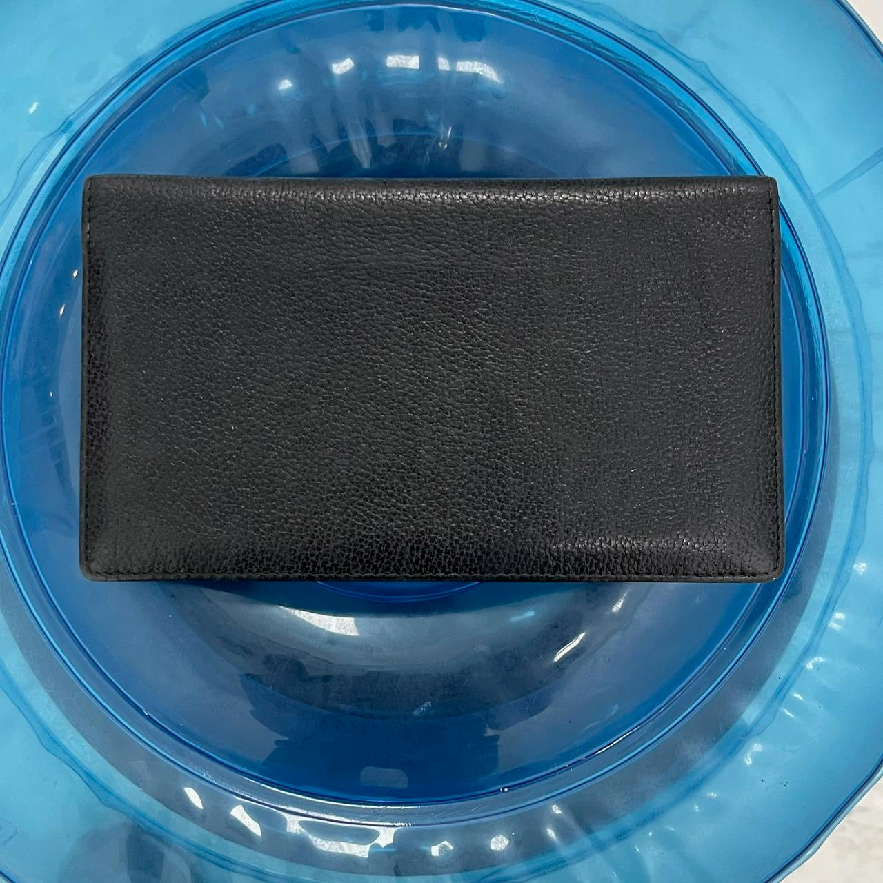 80s Christian Dior black leather long wallet