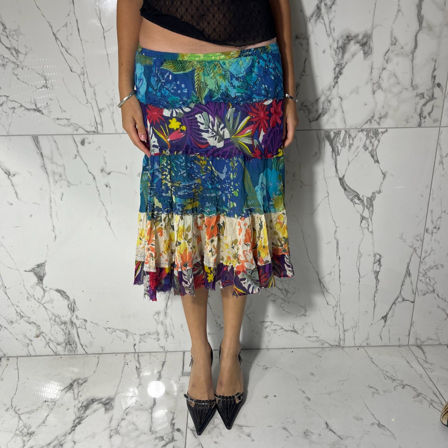 ETC multicoloured floral design print boho skirt