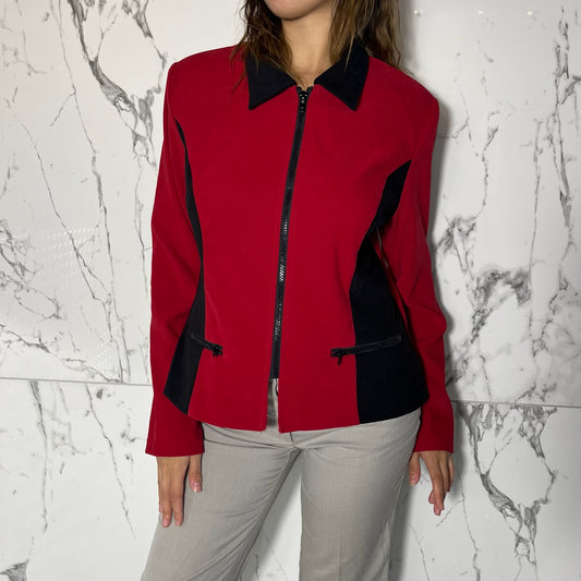 Cattrell red and black light weight zip up collared jacket