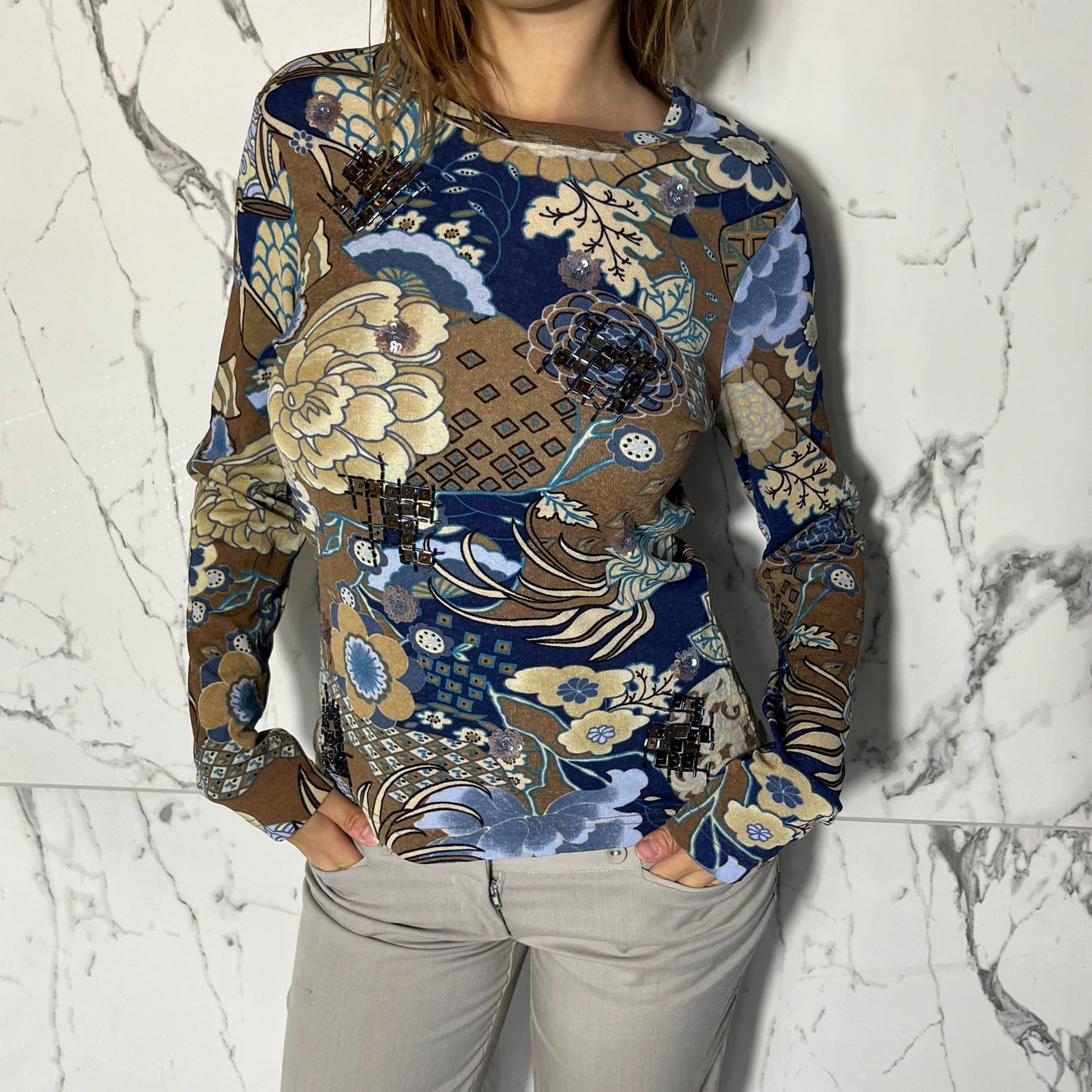 Karen Kane patterned long sleeve top