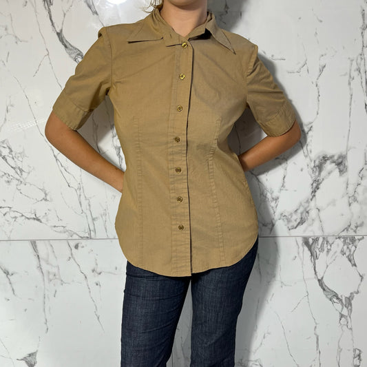 NY&CO khaki brown button down blouse