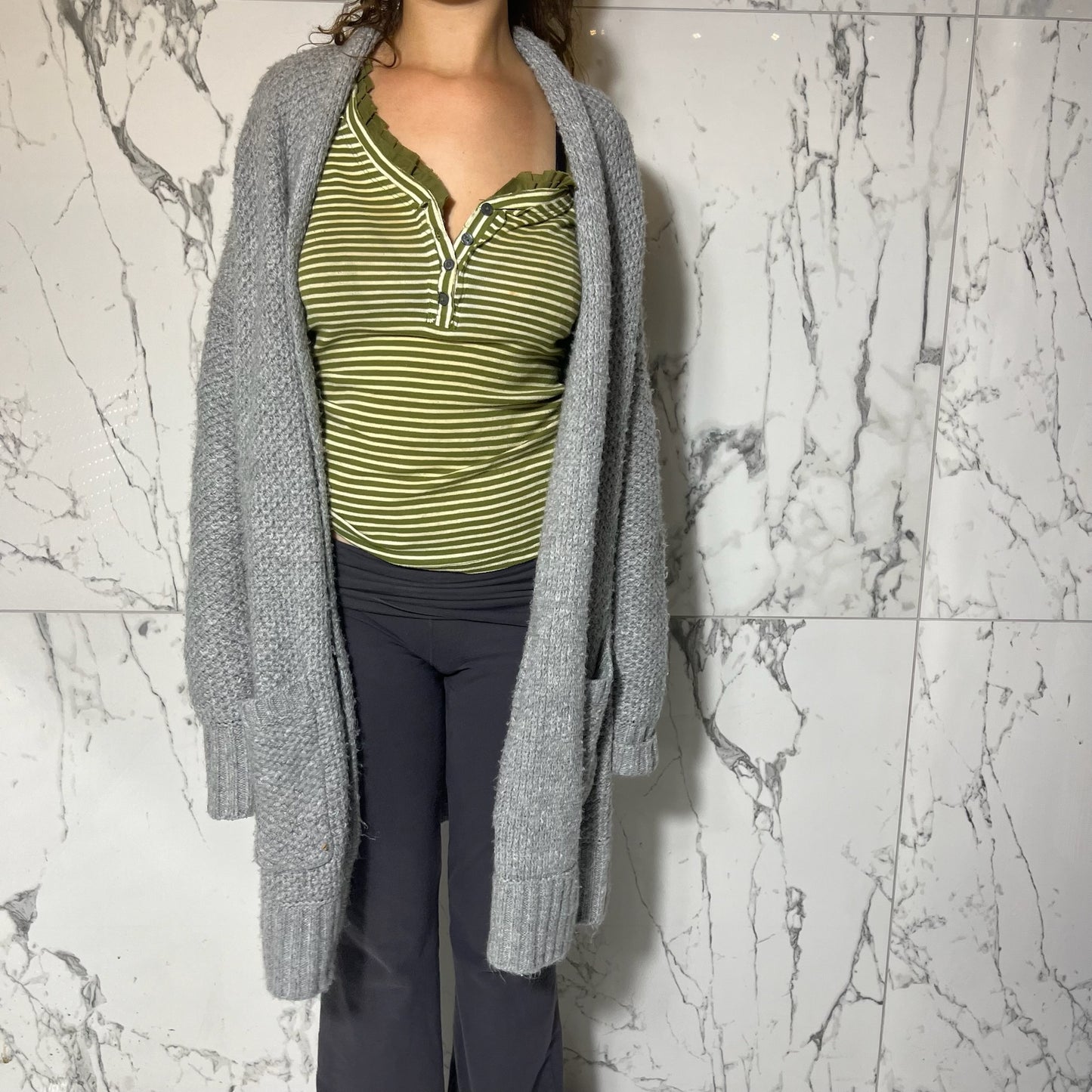 Abercrombie & Fitch grey longline chunky knit cardigan