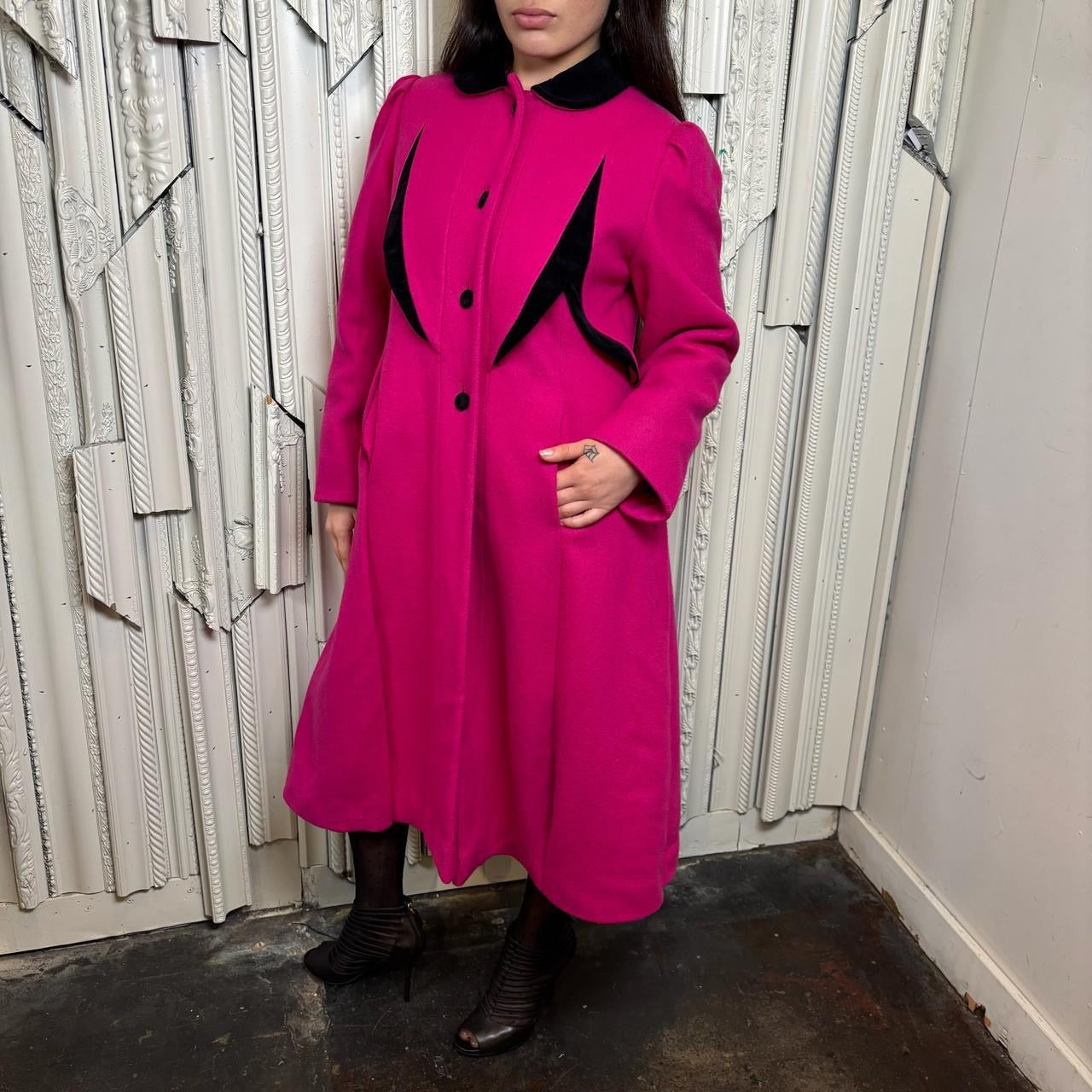 Rothschild wool pink and black button down trench coat