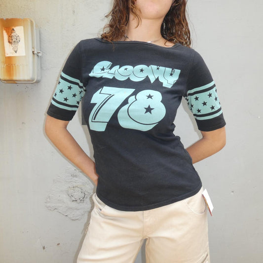 Hysteric Glamour Black and blue t shirt “groovy 78”