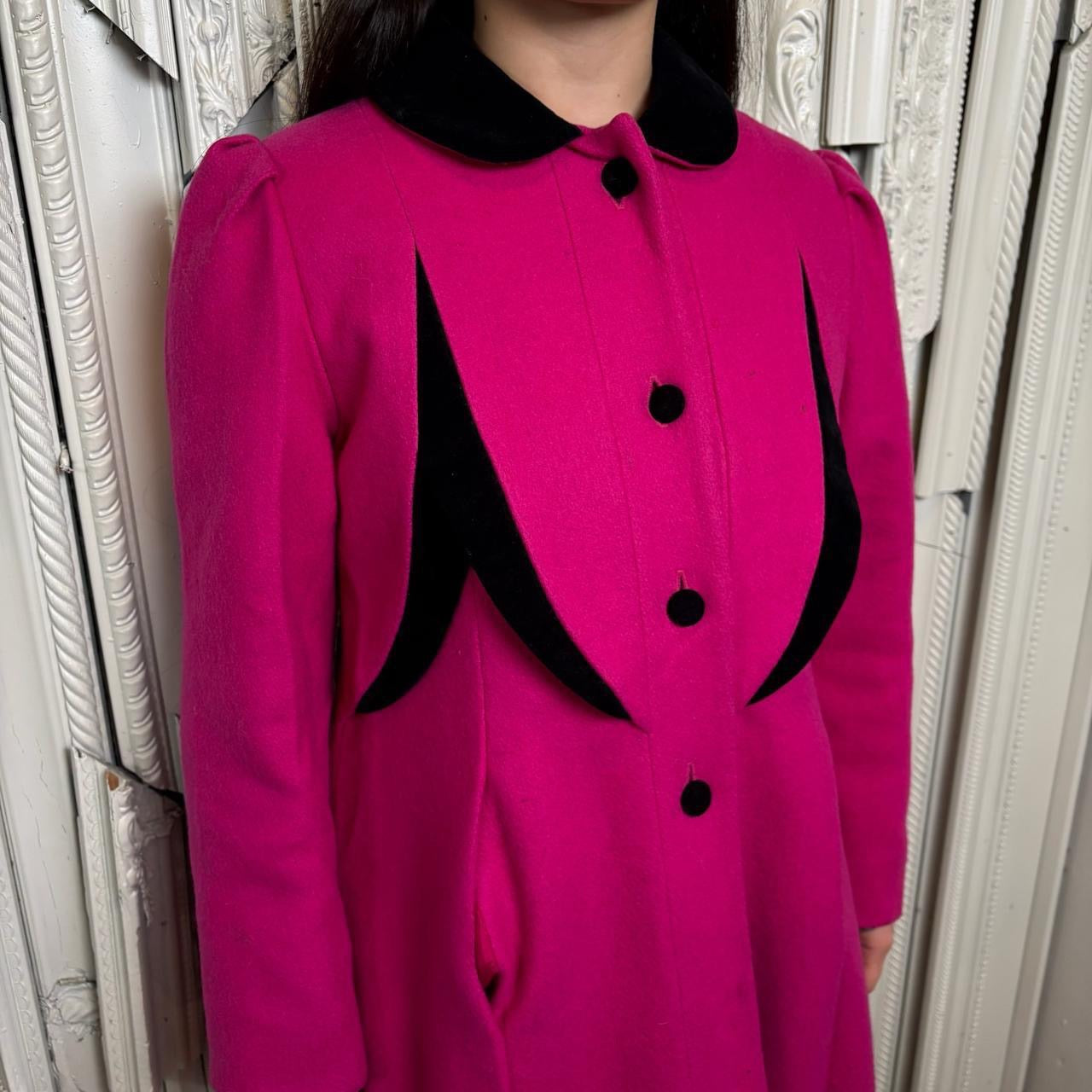 Rothschild wool pink and black button down trench coat