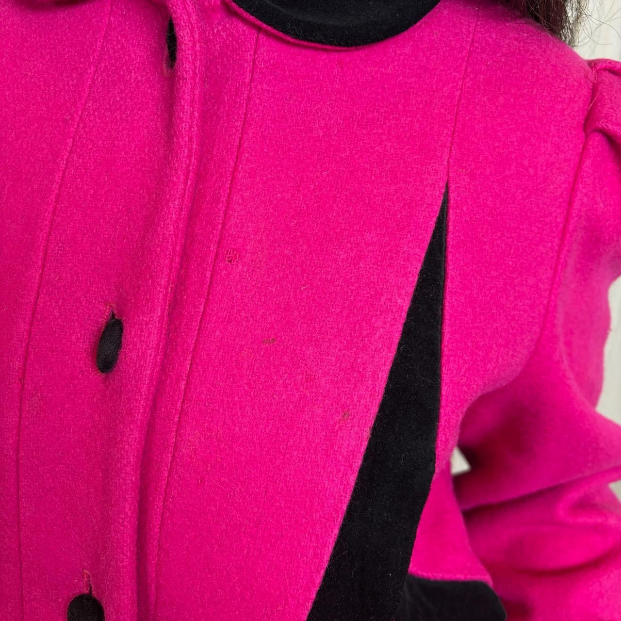 Rothschild wool pink and black button down trench coat