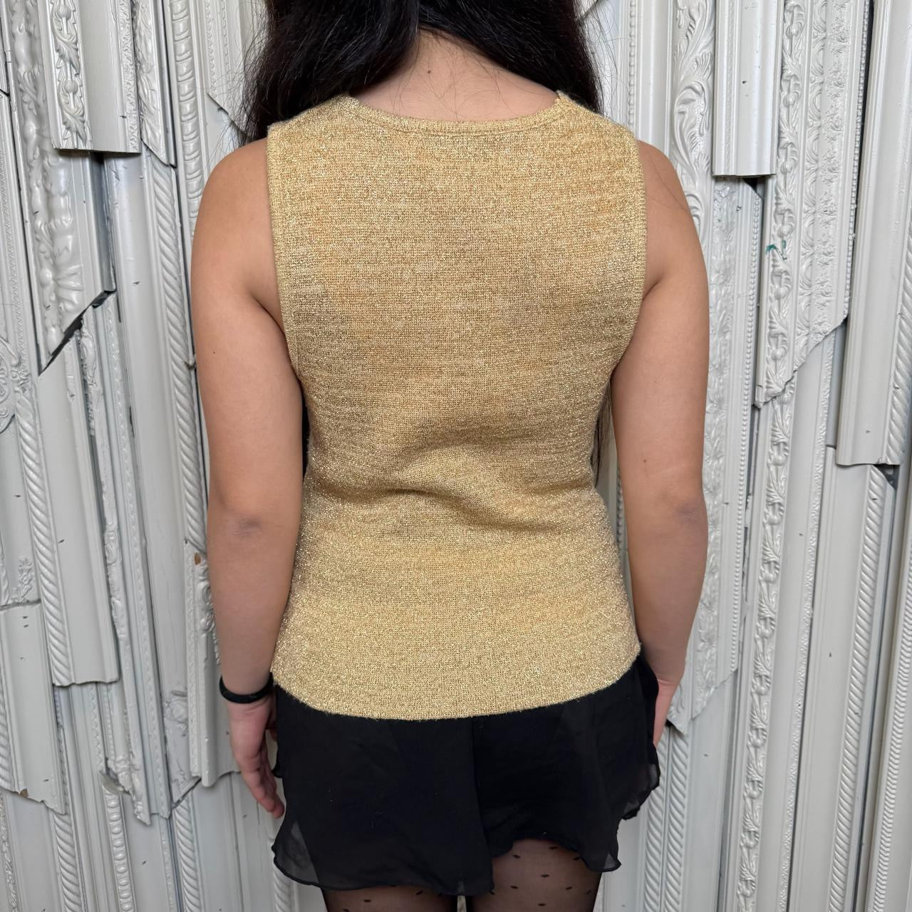 ENR gold v neck knit tank top