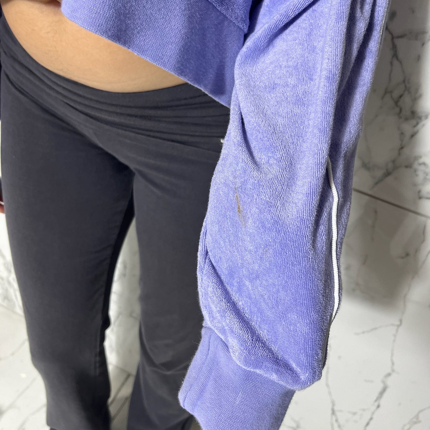 Nike purple and white cropped terry cloth sweatshirt