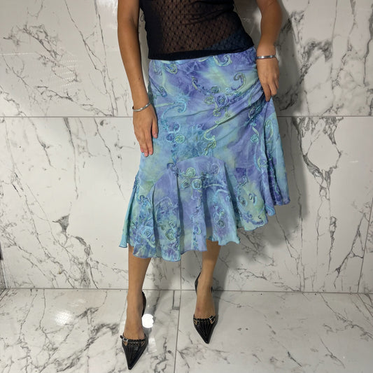 Hearts of Palm blue and purple tie dye skirt