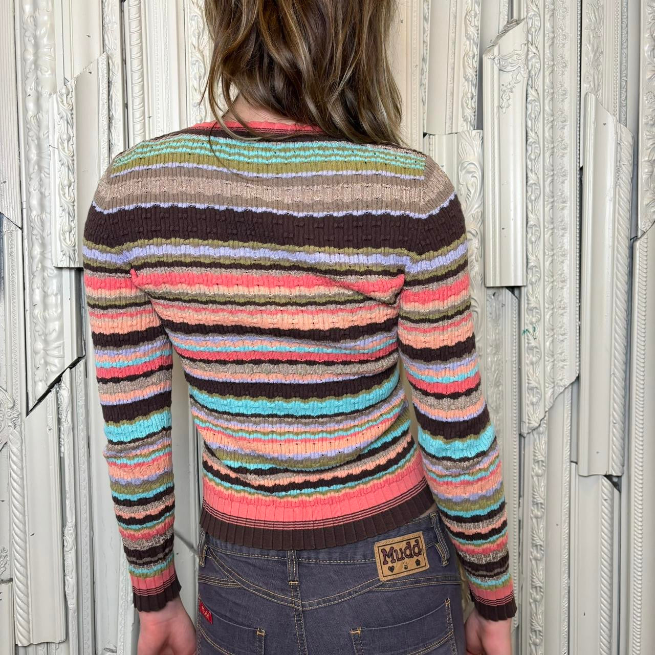 Liz Caliborne multicolor striped scoop neck sweater