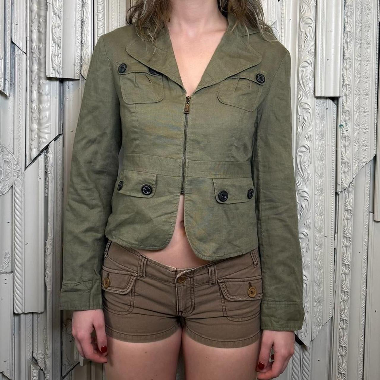 Mac and Jac army green collared zip up jacket