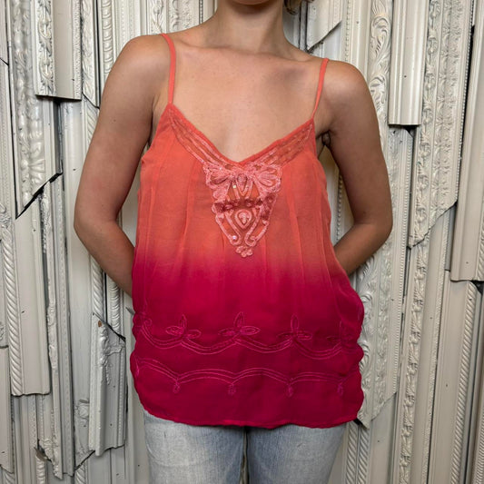 Charlotte Russe deadstock pink and orange ombré double lined tank top