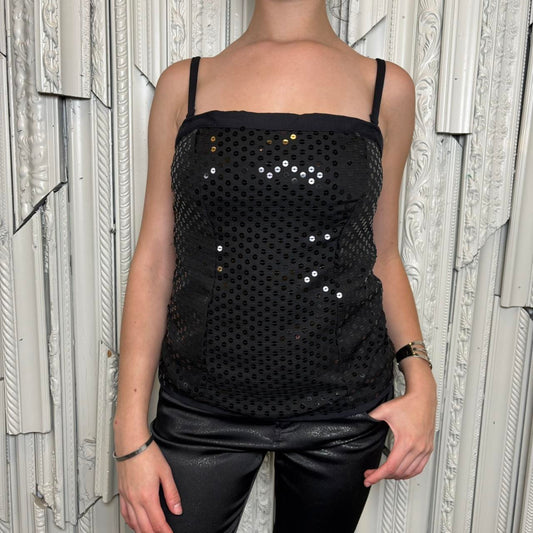 Intimssimi Black sequin blouse with removable straps