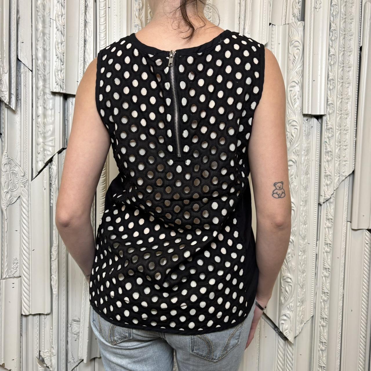 Forever 21 black and white double lined polka dot sleeveless blouse