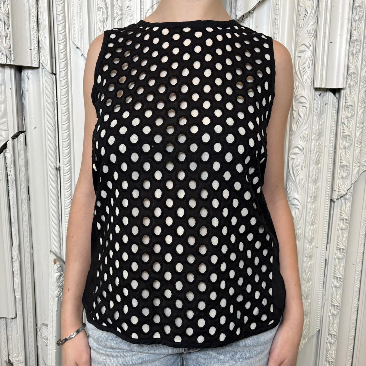 Forever 21 black and white double lined polka dot sleeveless blouse