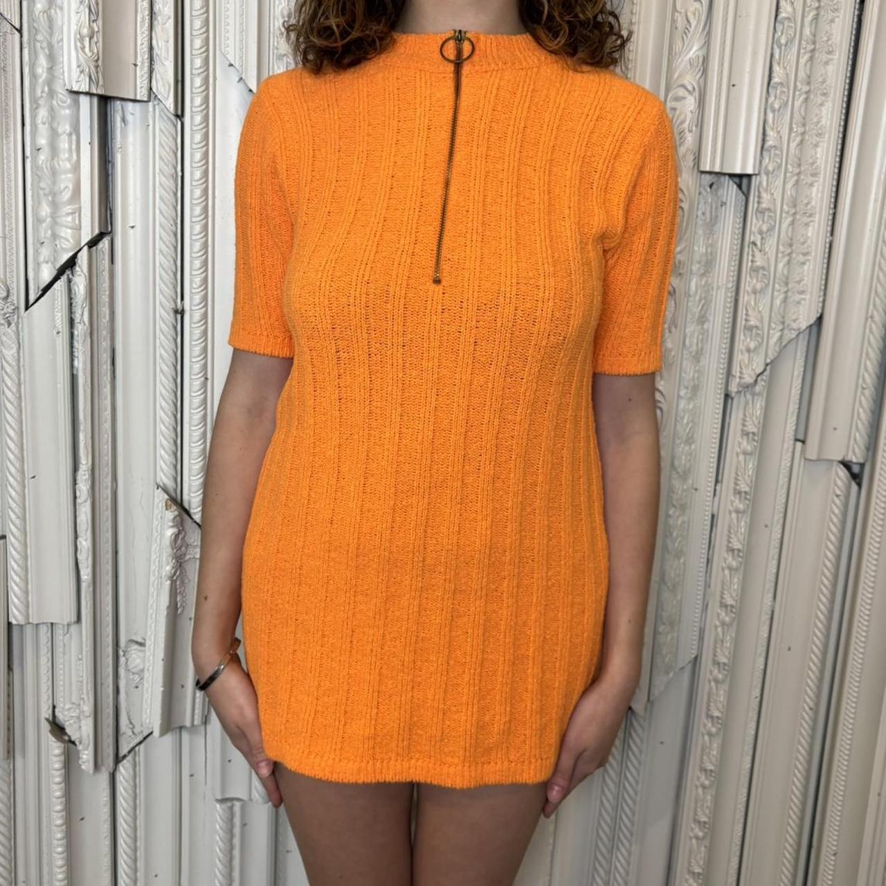 Lil Lamlee orange terry cloth knit orange a line mini dress or top